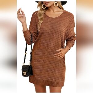 Brown Knit Sweater Dress